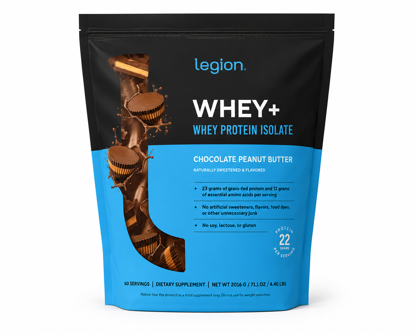 LEGION Whey Protein Powder 60Servings Chocolate Peanut Butter 2+kg